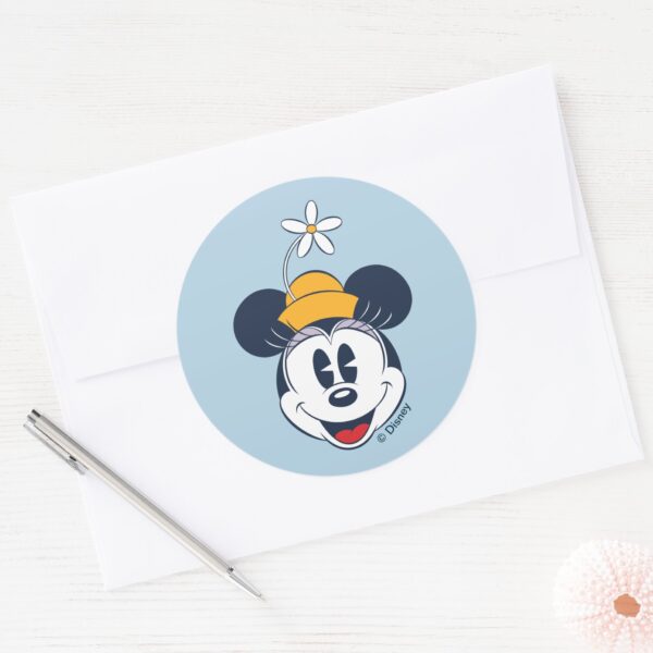 Minnie_Mouse___Fun_Flower_Hat_Classic_Round_Sticker_3 Minnie Mouse Fun Flower Hat Classic Round Sticker