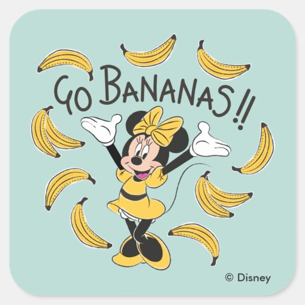 Minnie_Mouse___Go_Bananas_Square_Sticker_1 Minnie Mouse Go Bananas Square Sticker