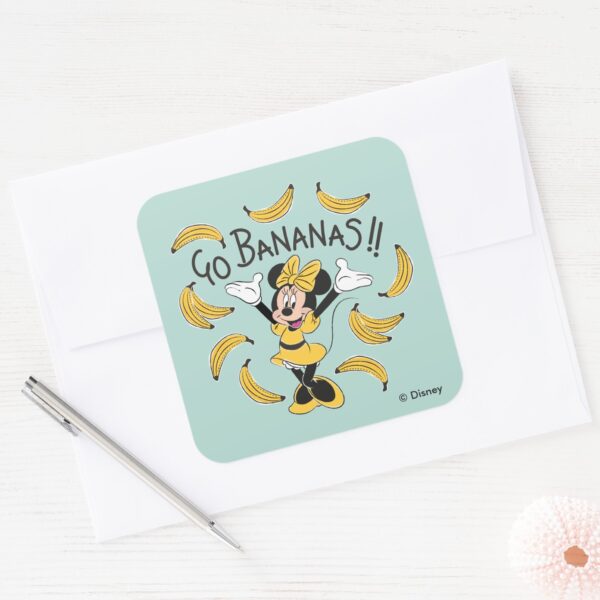 Minnie_Mouse___Go_Bananas_Square_Sticker_3 Minnie Mouse Go Bananas Square Sticker