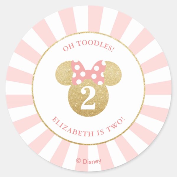 Minnie_Mouse___Gold_&_Pink_-_Thank_You_Classic_Round_Sticker_3 Minnie Mouse Gold Pink Thank You Classic Round Sticker