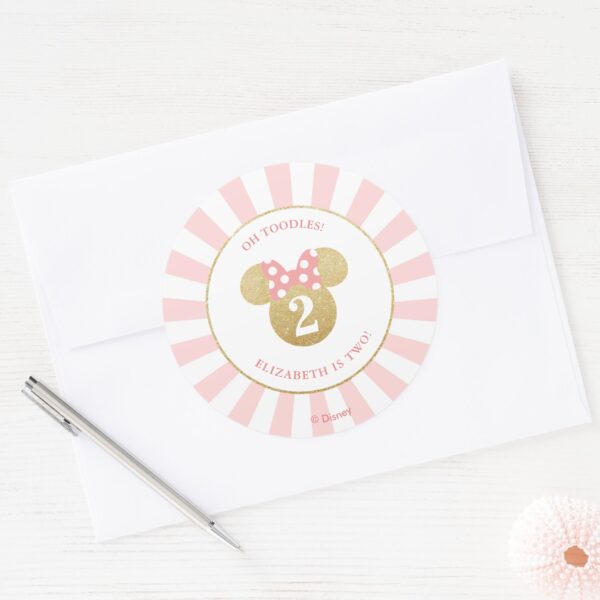 Minnie_Mouse___Gold_&_Pink_-_Thank_You_Classic_Round_Sticker_5 Minnie Mouse Gold Pink Thank You Classic Round Sticker