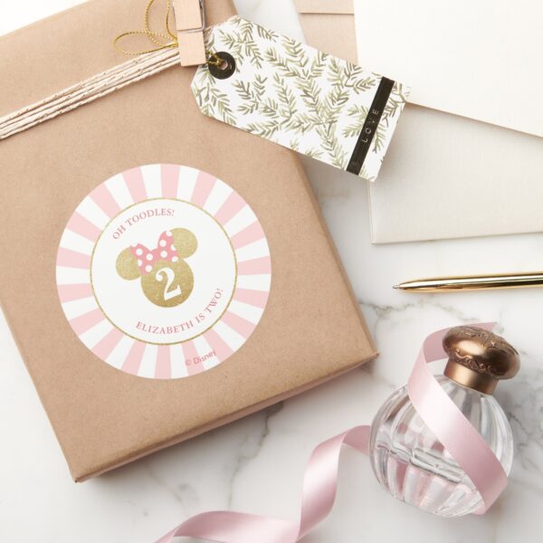 Minnie_Mouse___Gold_&_Pink_-_Thank_You_Classic_Round_Sticker_7 Minnie Mouse Gold Pink Thank You Classic Round Sticker