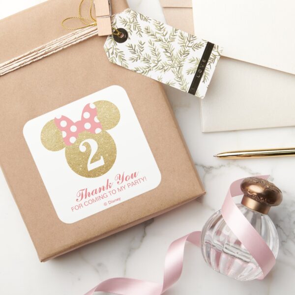 Minnie_Mouse___Gold_&_Pink_-_Thank_You_Square_Sticker_7 Minnie Mouse Gold Pink Thank You Square Sticker