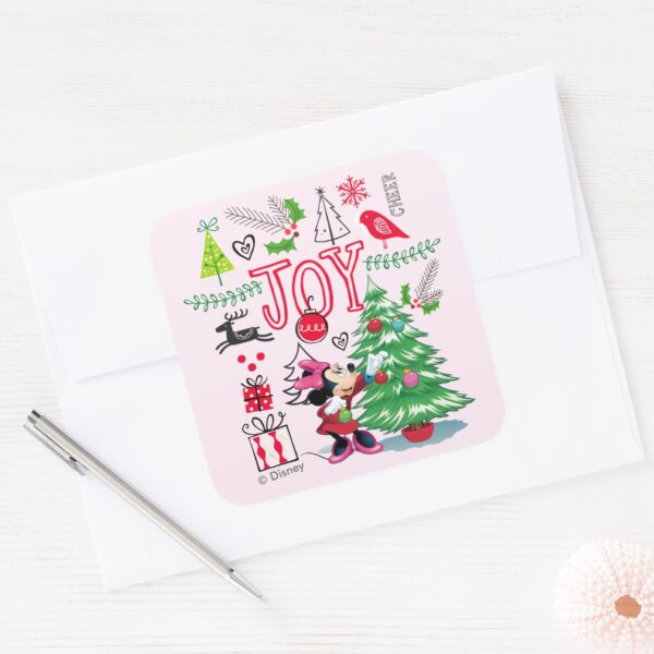 Minnie_Mouse___Minnie's_Christmas_Joy_Square_Sticker_3 Minnie Mouse Minnies Christmas Joy Square Sticker