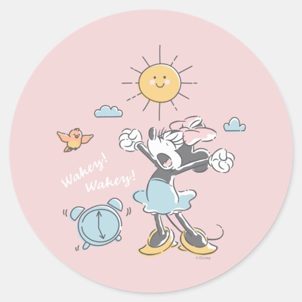 Minnie_Mouse___Morning_Wake_Up_Classic_Round_Sticker_1 Minnie Mouse Morning Wake Up Classic Round Sticker