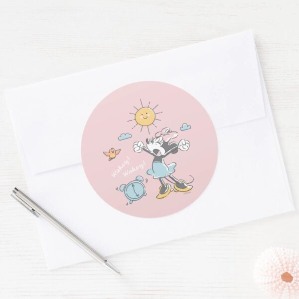 Minnie_Mouse___Morning_Wake_Up_Classic_Round_Sticker_3 Minnie Mouse Morning Wake Up Classic Round Sticker