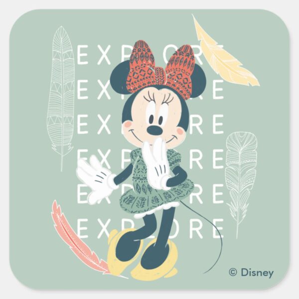 Minnie_Mouse___Never_Stop_Exploring_Square_Sticker_1 Minnie Mouse Never Stop Exploring Square Sticker
