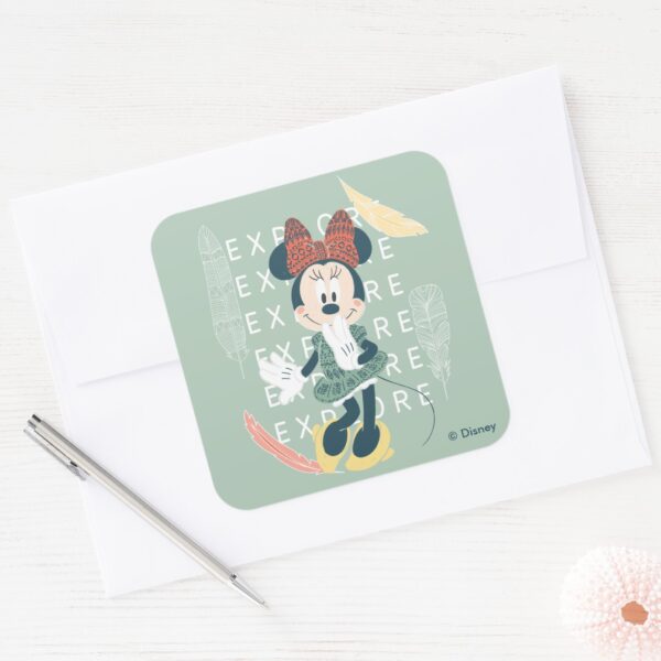 Minnie_Mouse___Never_Stop_Exploring_Square_Sticker_3 Minnie Mouse Never Stop Exploring Square Sticker