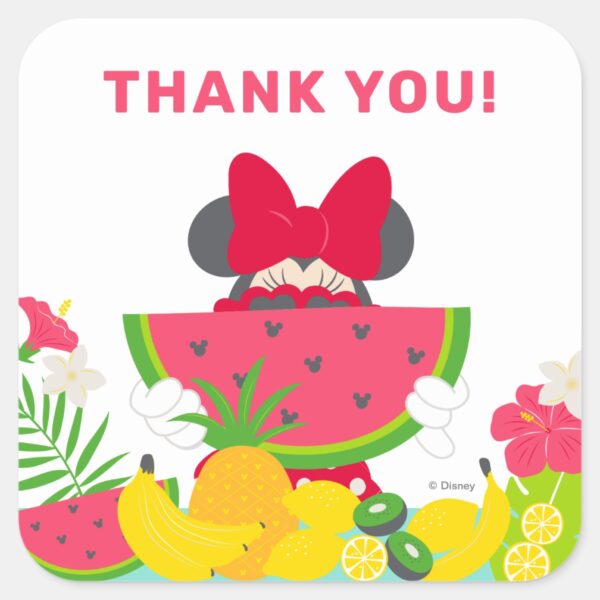 Minnie_Mouse___One_in_a_Melon_Birthday_Thank_You_Square_Sticker_1 Minnie Mouse One In A Melon Birthday Thank You Square Sticker