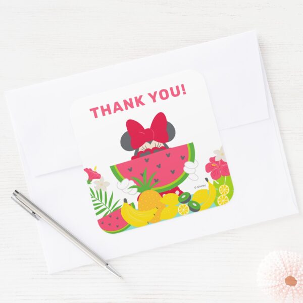 Minnie_Mouse___One_in_a_Melon_Birthday_Thank_You_Square_Sticker_3 Minnie Mouse One In A Melon Birthday Thank You Square Sticker