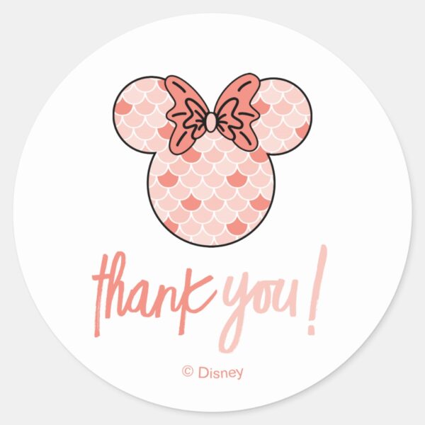 Minnie_Mouse___Pink_Mermaid_Birthday_Classic_Round_Sticker_2 Minnie Mouse Pink Mermaid Birthday Classic Round Sticker