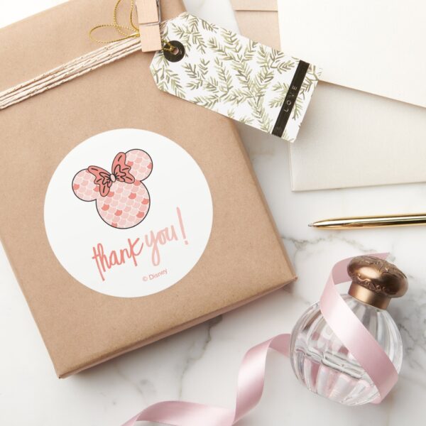 Minnie_Mouse___Pink_Mermaid_Birthday_Classic_Round_Sticker_6 Minnie Mouse Pink Mermaid Birthday Classic Round Sticker