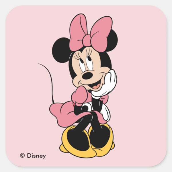 Minnie_Mouse___Posing_in_Pink_Square_Sticker_1 Minnie Mouse Posing In Pink Square Sticker
