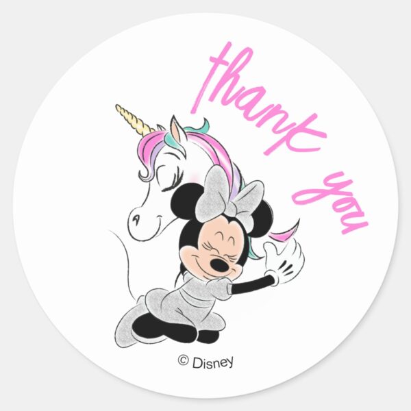 Minnie_Mouse___Rainbow_Unicorn_Girls_Birthday_Classic_Round_Sticker_2 Minnie Mouse Rainbow Unicorn Girls Birthday Classic Round Sticker