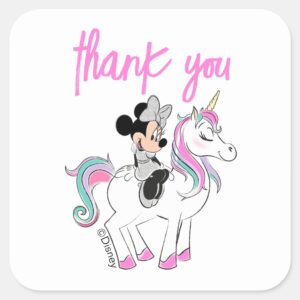 Minnie Mouse Rainbow Unicorn Girls Birthday Square Sticker