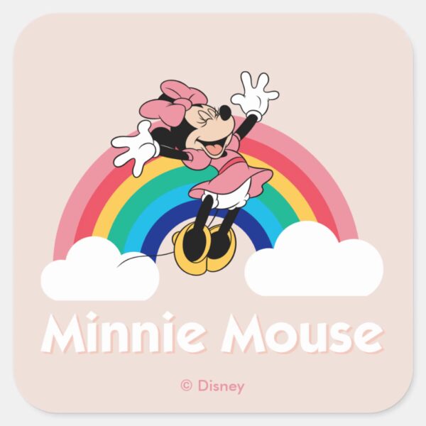 Minnie_Mouse___Rainbow_&_Clouds_Square_Sticker_1 Minnie Mouse Rainbow Clouds Square Sticker