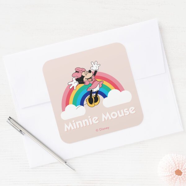 Minnie_Mouse___Rainbow_&_Clouds_Square_Sticker_3 Minnie Mouse Rainbow Clouds Square Sticker