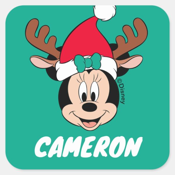 Minnie_Mouse___Reindeer_Antlers___Add_Your_Name_Square_Sticker_1 Minnie Mouse Reindeer Antlers Add Your Name Square Sticker