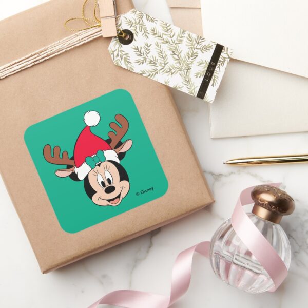 Minnie_Mouse___Reindeer_Ears_&_Santa_Hat_Square_Sticker_5 Minnie Mouse Reindeer Ears Santa Hat Square Sticker