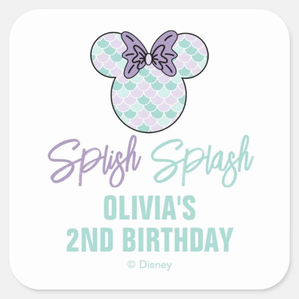 Minnie_Mouse___Teal_&_Purple_Mermaid_Birthday_Square_Sticker_2 Minnie Mouse Teal Purple Mermaid Birthday Square Sticker