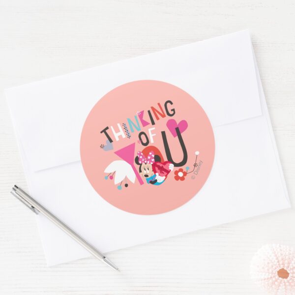 Minnie_Mouse___Thinking_of_You_Classic_Round_Sticker_3 Minnie Mouse Thinking Of You Classic Round Sticker