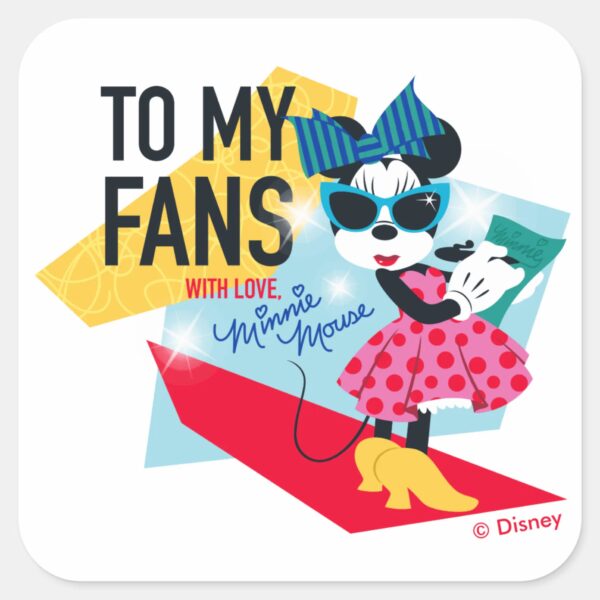 Minnie_Mouse___To_My_Fans_With_Love_Square_Sticker_1 Minnie Mouse To My Fans With Love Square Sticker