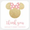 Minnie_Pink_&_Gold_Glitter_Thank_You_Square_Sticker_2 Minnie Pink Gold Glitter Thank You Square Sticker