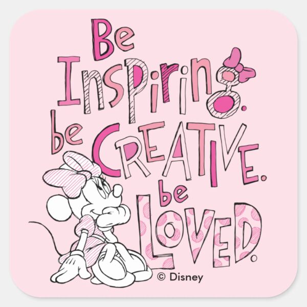 Minnie___Be_Inspiring_Square_Sticker_1 Minnie Be Inspiring Square Sticker