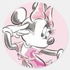 Minnie Elegant Pose Watercolor Classic Round Sticker