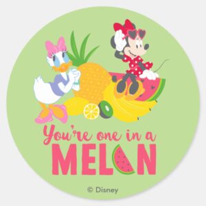 Minnie___Minnie_Says_Your'e_One_In_A_Melon_Classic_Round_Sticker_1 Minnie Minnie Says Youre One In A Melon Classic Round Sticker