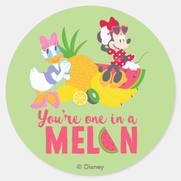 Minnie___Minnie_Says_Your'e_One_In_A_Melon_Classic_Round_Sticker_1 Minnie Minnie Says Youre One In A Melon Classic Round Sticker