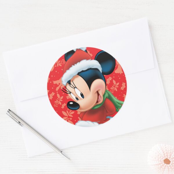 Minnie_in_Holiday_Outfit_Classic_Round_Sticker_3 Minnie In Holiday Outfit Classic Round Sticker
