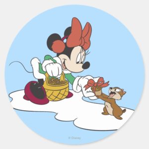 Minnie With A Chipmunk Classic Round Sticker