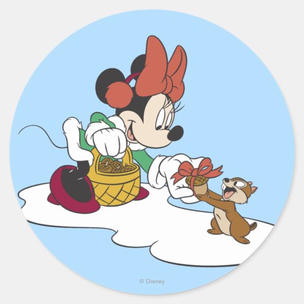 Minnie_with_a_Chipmunk_Classic_Round_Sticker_1 Minnie With A Chipmunk Classic Round Sticker