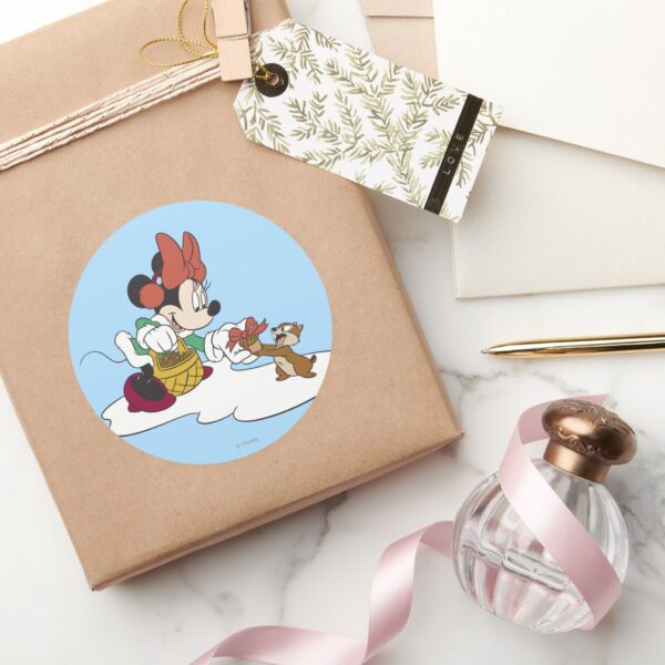 Minnie_with_a_Chipmunk_Classic_Round_Sticker_5 Minnie With A Chipmunk Classic Round Sticker