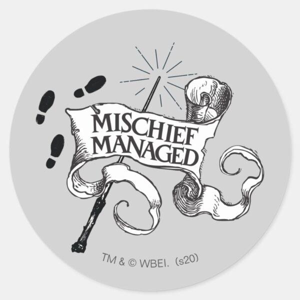 Mischief_Managed_Classic_Round_Sticker_1 Mischief Managed Classic Round Sticker