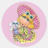 Miss_Piggy_Holding_Puppy_Classic_Round_Sticker_1 Miss Piggy Holding Puppy Classic Round Sticker