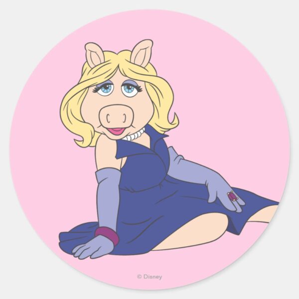 Miss_Piggy_in_Purple_Dress_Classic_Round_Sticker_1 Miss Piggy In Purple Dress Classic Round Sticker