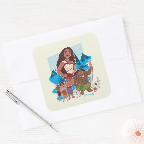 Moana Crew Sail Beyond The Horizon Square Sticker