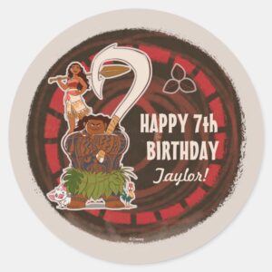 Moana___Tribal_Birthday_Classic_Round_Sticker_1 Moana Tribal Birthday Classic Round Sticker