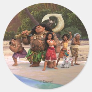 Moana And Crew Classic Round Sticker