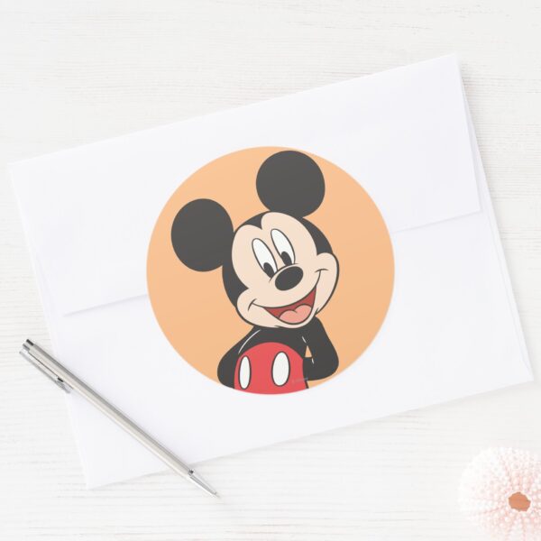 Modern Mickey Hands Behind Back Classic Round Sticker