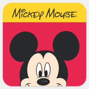 Modern Mickey Smiling Head Square Sticker