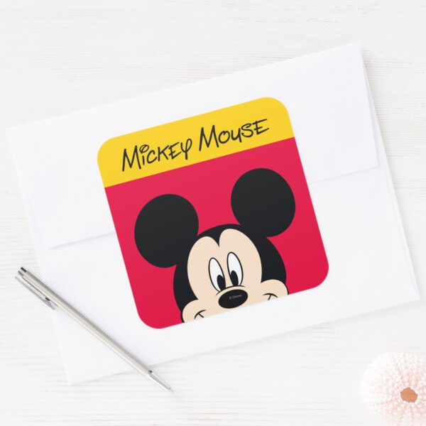 Modern_Mickey___Smiling_Head_Square_Sticker_3 Modern Mickey Smiling Head Square Sticker