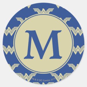 Monogram Wonder Woman Logo Pattern Classic Round Sticker