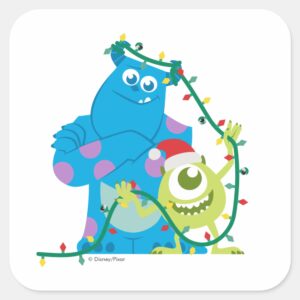 Monsters_Inc.___Christmas_-_Sulley_&_Mike_Square_Sticker_1 Monsters Inc. Christmas Sulley Mike Square Sticker