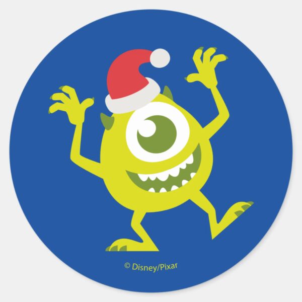 Monsters_Inc.___Mike_Santa_Claus_Dance_Classic_Round_Sticker_1 Monsters Inc. Mike Santa Claus Dance Classic Round Sticker