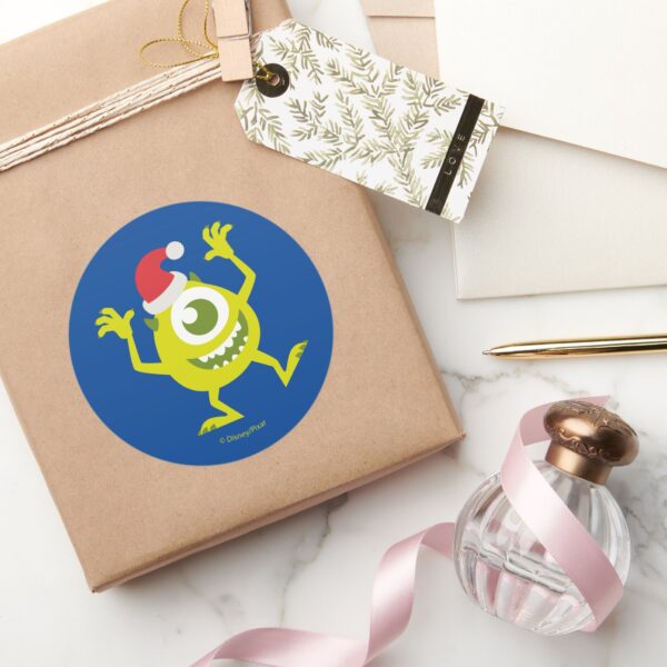 Monsters_Inc.___Mike_Santa_Claus_Dance_Classic_Round_Sticker_5 Monsters Inc. Mike Santa Claus Dance Classic Round Sticker