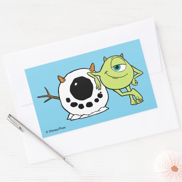 Monsters_Inc.___Mike_&_Snowman_Rectangular_Sticker_3 Monsters Inc. Mike Snowman Rectangular Sticker