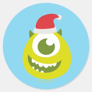 Monsters Inc. Mike In Santa Hat Classic Round Sticker